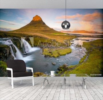 Picture of Landscapes and waterfalls Kirkjufell mountain in Iceland